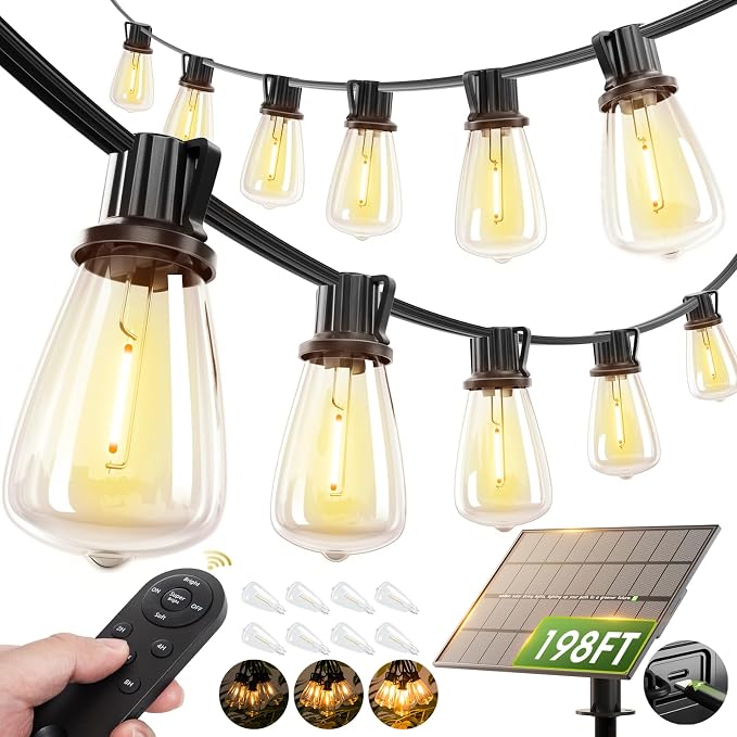 addlon 198 FT Solar String Lights Outdoor Waterproof by addlon