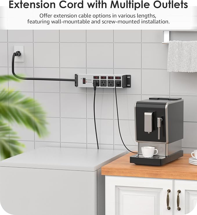 CCCEI Heavy Duty Surge Protector Power Strip 20 Amp Individual Switches. 20FT - Image 5