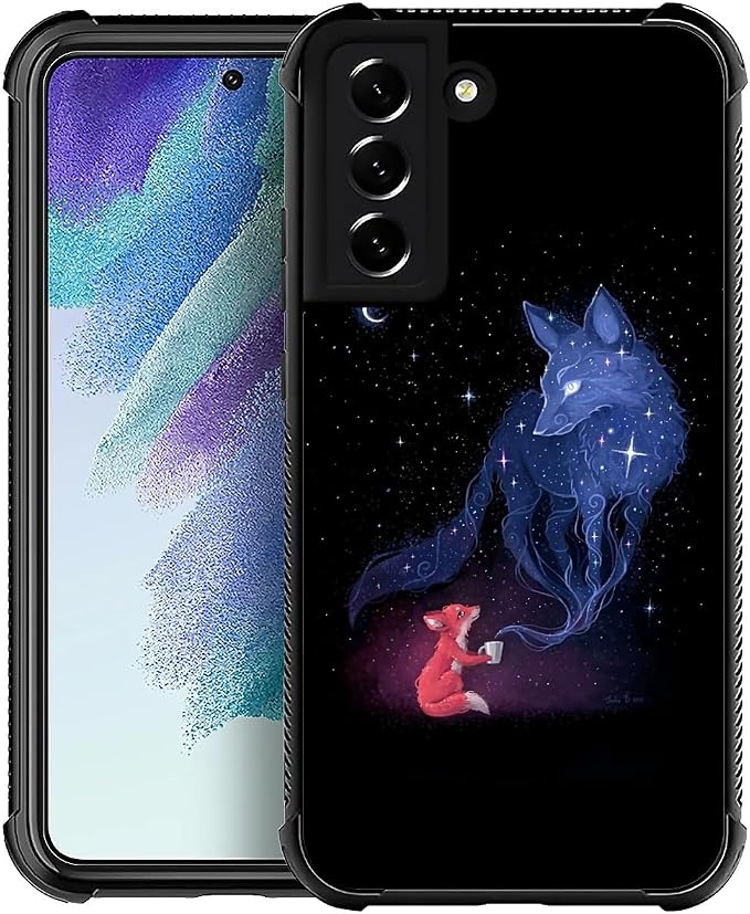 for Samsung Galaxy S21 FE Case, Galaxy Fox Wolf Pattern Graphic Design Girl Boy by FKBRCL4U