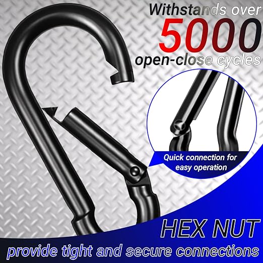 150 Pack 2.36" M6 Spring Snap Hook Carabiners - Image 3