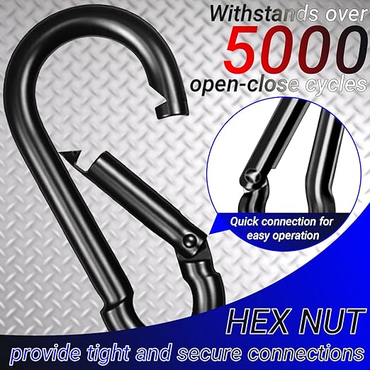 50 Pcs 3" Heavy Duty Spring Snap Hook Carabiners, M8 5/16" Galvanized Steel - Image 3