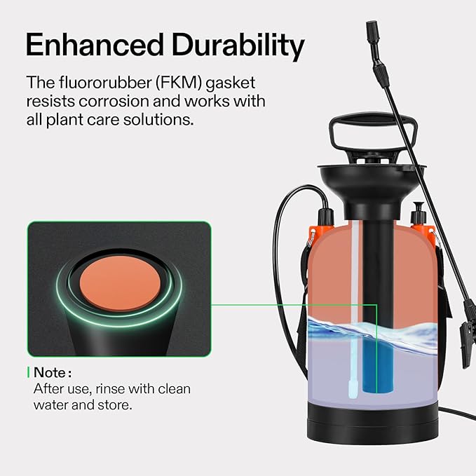 VIVOSUN 1.35-Gallon Pump Pressure Sprayer, Pressurized Lawn & Garden Water Spray Bottle with Adjustable Shoulder Strap, for Spraying Plants, Garden Watering and Household Cleaning