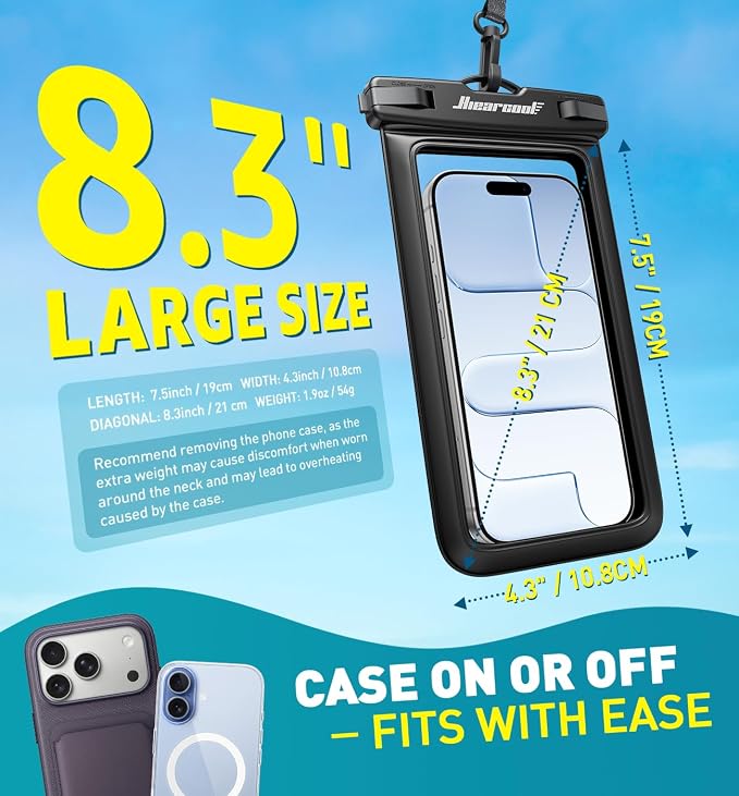 Hiearcool Waterproof Pouch for iPhone, Waterproof Phone Bag Travel Essentials - Image 3
