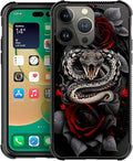 for iPhone 13 Pro Max Case, Entwined Rose Snake Pattern Graphic Design Girl Boy by FKBRCL4U