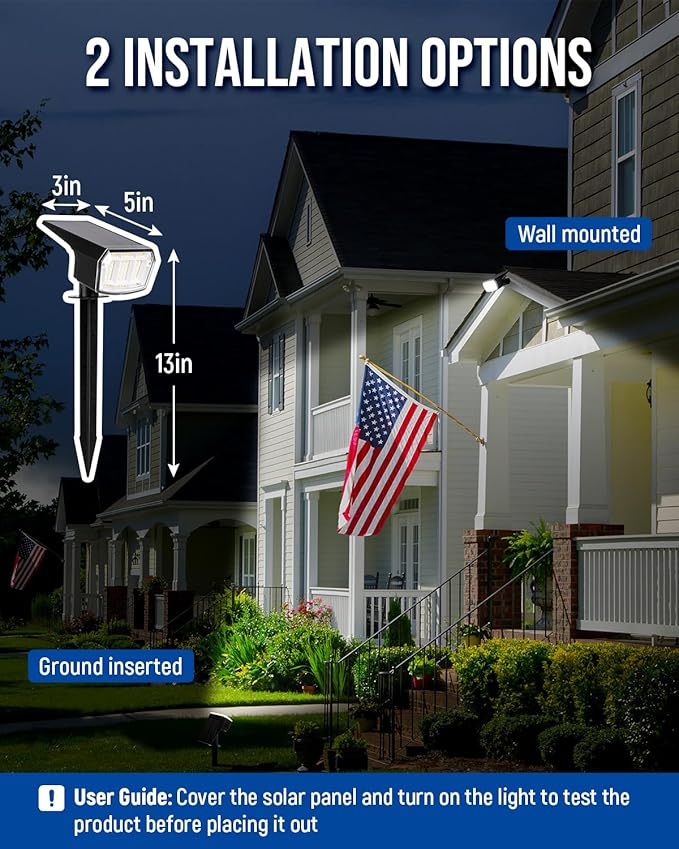 AUDERWIN Solar Spot Lights Outdoor Waterproof 4 Pack IP65, 63 LED 3 Lighting - Image 4