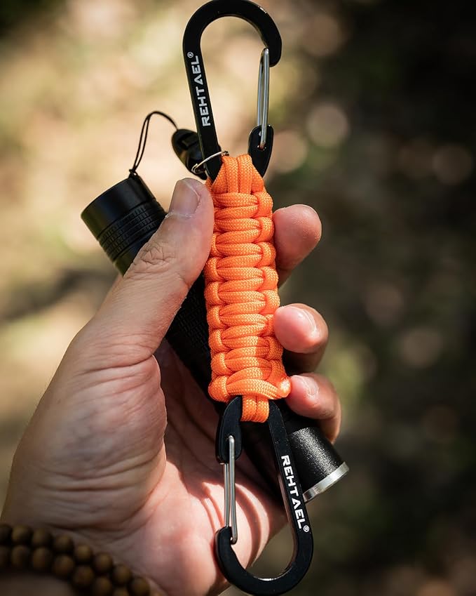 Paracord Braided Carabiner Keychain Lanyard Strap, Hanger Stroller Hook w/2 - Image 2