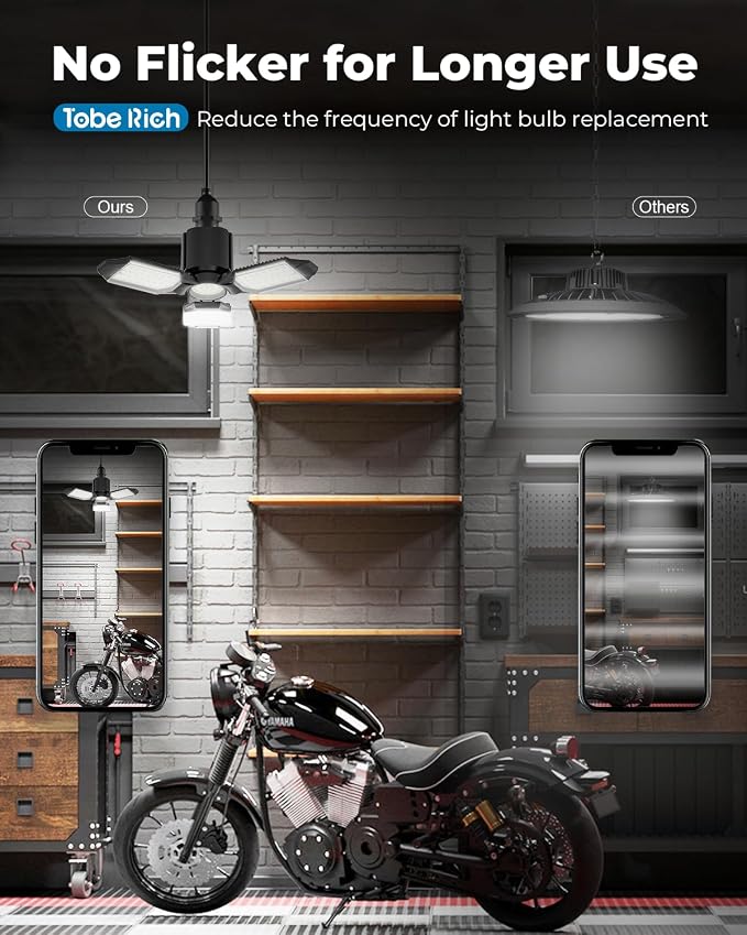 toberich LED Garage Light Bulbs 6 Pack, 8000LM Shop Lights - Image 4