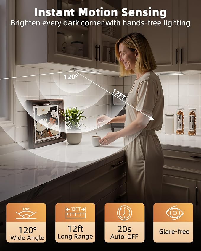 EZVALO 12inch Under Cabinet Lighting, Rechargeable Motion Sensor Light Indoor - Image 3