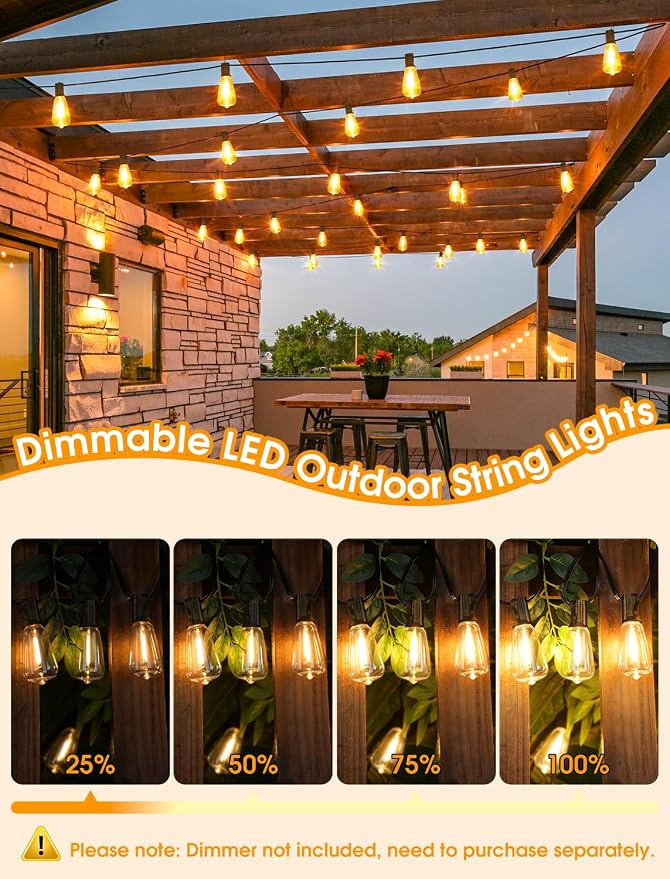Larkvue 75FT Outdoor String Lights, Patio Lights - Image 3
