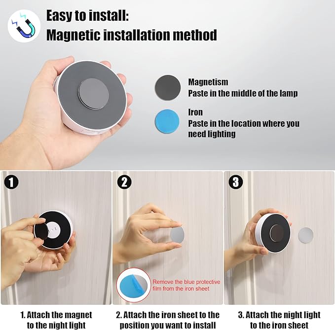 8 LEDs Motion Sensor Light Indoor, Night Light USB Rechargeable, 3 Light Modes - Image 4