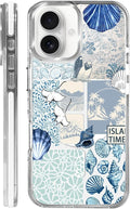 Case for iPhone 16 Plus, Sea Life Ocean Waves Seashell Collage Phone Case by Toulas