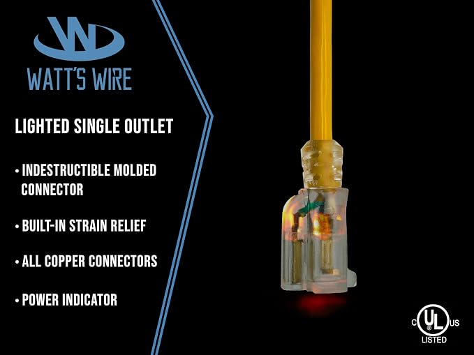 2 Pack - 1 ft Short Outdoor Extension Cord Waterproof - 12 Gauge Heavy Duty - Image 3