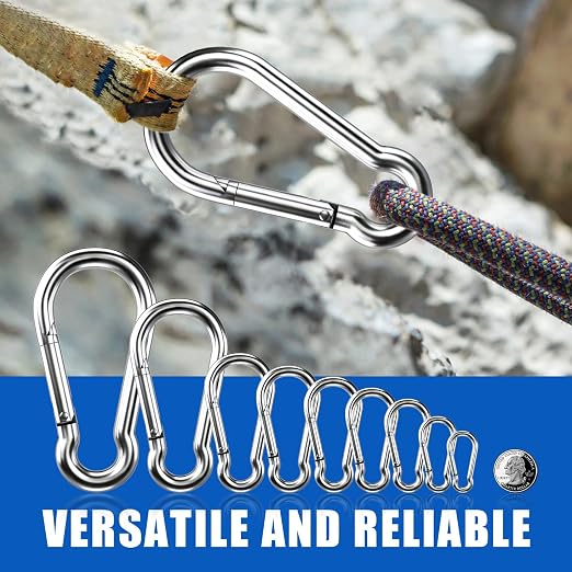 Large Carabiner Clip Hooks, 304 Stainless Steel Spring Snap Hook Fits Camping - Image 7