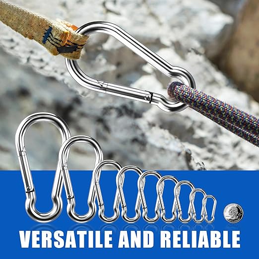 Large Carabiner Clip Hooks, 304 Stainless Steel Spring Snap Hook Fits Camping - Image 6