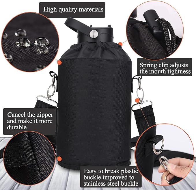 Water Bottle Insulated 32oz 40oz 64oz 128oz Straw Lid Spout Lid & 3 Lids - Image 5