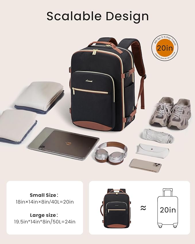 LOVEVOOK 56L Travel Backpack for Women & Men, Airline Approved Carry On Luggage - Image 3