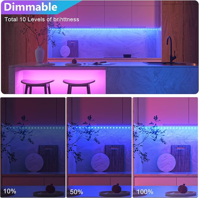 WOBANE 2PCS Rechargeable LED Strip Lights, Dimmable RGB Rope Lighting - Image 4