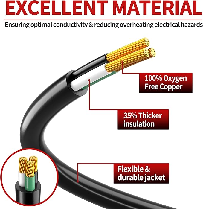 18/3 Indoor Extension Cord 6 FT, 3 Prong Power Cable, Suitable - Image 2