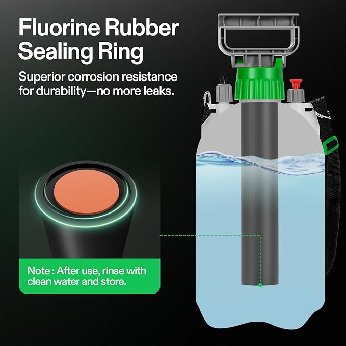 VIVOSUN Pump Sprayer 1.35 Gallon, Portable Water Spray Bottle in Lawn and Garden Yard, Weed Sprayer for Plants with 3 Nozzles, Adjustable Shoulder Strap, Pressure Relief Valve