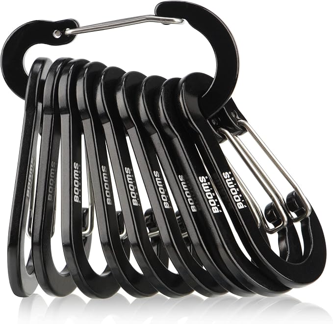 Booms Fishing CC5 Multi-Use Carabiner Clips, 10 Pack 2.3"/ 3.1" Caribeener Clips by BoomsFishing