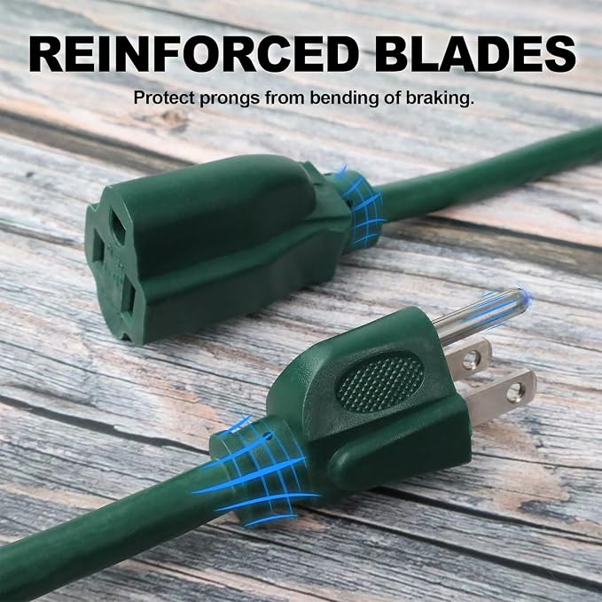 EP 6FT Green Outdoor Extension Cord, 16/3 SJTW Heavy Duty Waterproof, 3 Prong - Image 3
