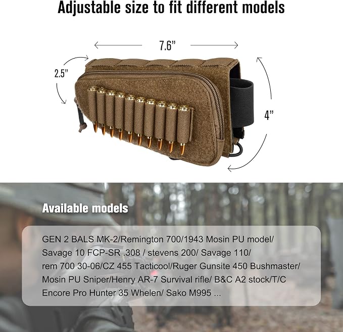PETAC GEAR Tactical Buttstock Rifle Stock Pack/Adjustable Shell Holder Cheek - Image 6