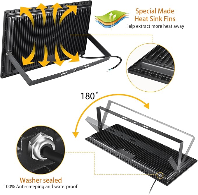 XYCN 800W 2pack LED Flood Lights, 3700 watt Equivalent 89500LM Super Bright - Image 2