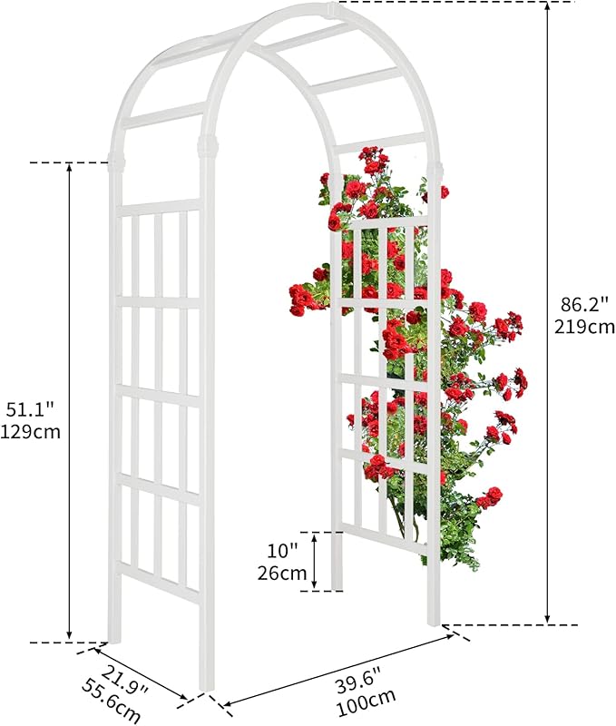 VINGLI Vinyl Garden Arbor, PVC Wedding Arch for Ceremony Party, Garden Trellis for Climbing Plants Outdoor, Arch Backdrop Stand for Garden, Backyard, Lawn