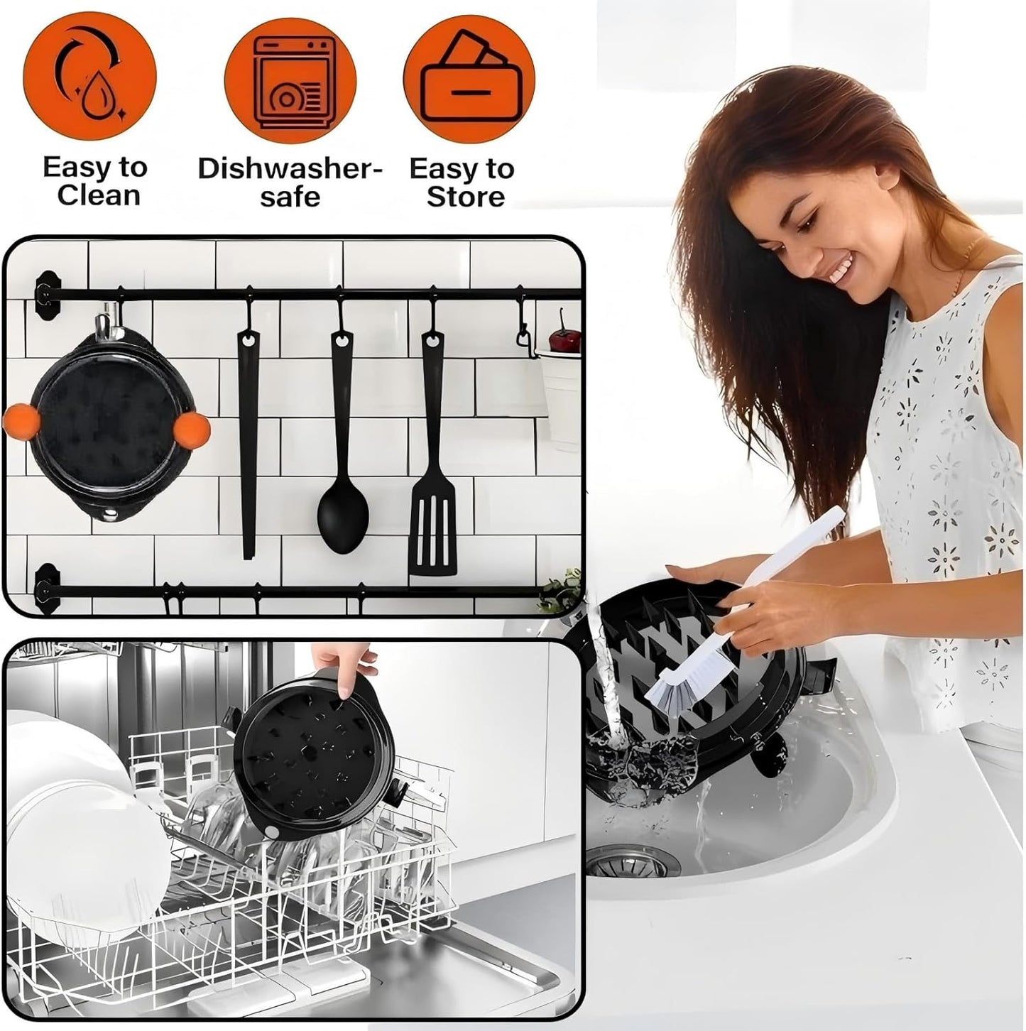 Chicken Shredder Meat Shredder Tool Twist Chicken Breast Shredder Large-Shredding Tools Chicken Breast, Pulled Pork, Beef with Stainless Steel Spikes (Orange & Black)