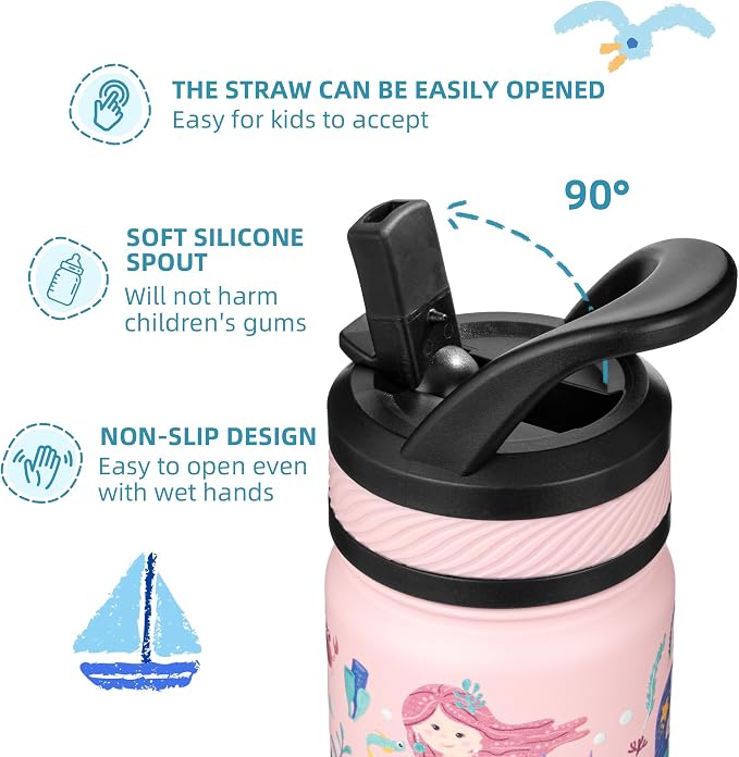 Fanhaw 14 Oz Kids Insulated Water Bottle - Image 3