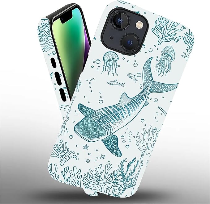 for iPhone 14 Plus Case, HH2 Ocean Whale Shark Hybrid 2 Layer Hard Shell - Image 2