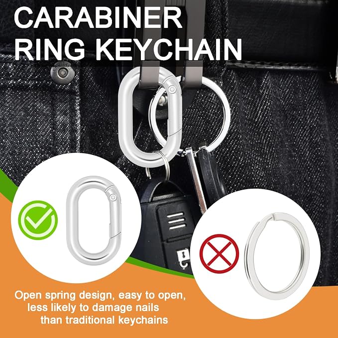 12Pack 5/8 Inch Small Oval Keyring, Metal Tiny Carabiner Spring Snap Hooks Clip - Image 7