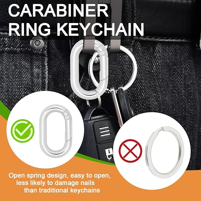 CooBigo 10Pack Oval Large Carabiner Clip, Metal Spring Carabiner Clips - Image 4