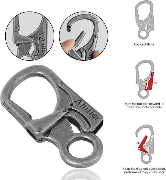 Ahiller Carabiner Clip, Double Anti-Misopening Locking Design, Key Ring Clip - Image 3