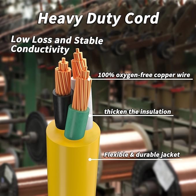 PlugSaf 200 ft 14/3 Gauge Yellow Extension Cord Outdoor - Image 3