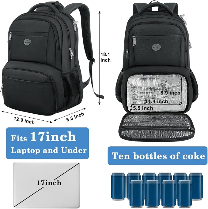 MATEIN Lunch Backpack for Men Work, Sturdy 17 Inch Laptop Backpack - Image 4