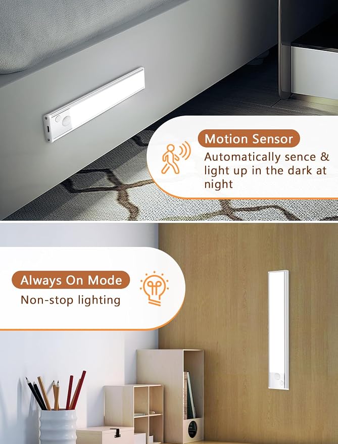 Under Cabinet Rechargeable Lighting: 12 Inch Motion Sensor Dimmable Lights - Image 5