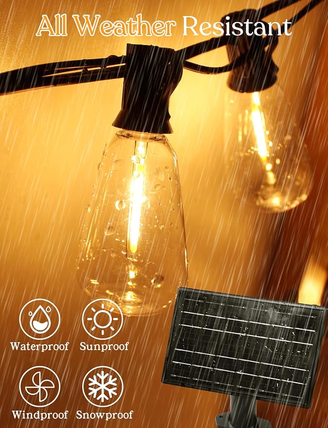 100ft Solar Outdoor String Lights - Image 3