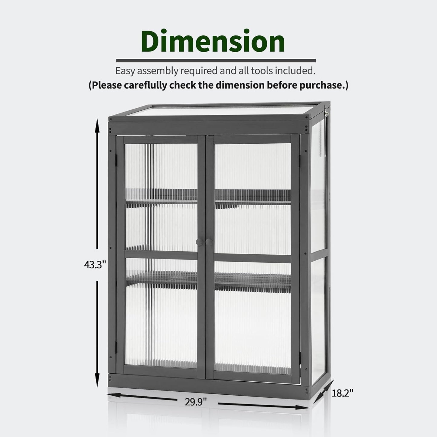 MCombo Wooden Cold Frame Greenhouse, Raised Flower Planter Shelf Protection for Outdoor Indoor Use, 0760 (Dark Grey)