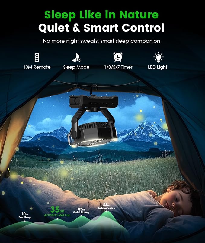 Camping Misting Fan - 24000mAh Portable Battery Powered Fans - Image 5