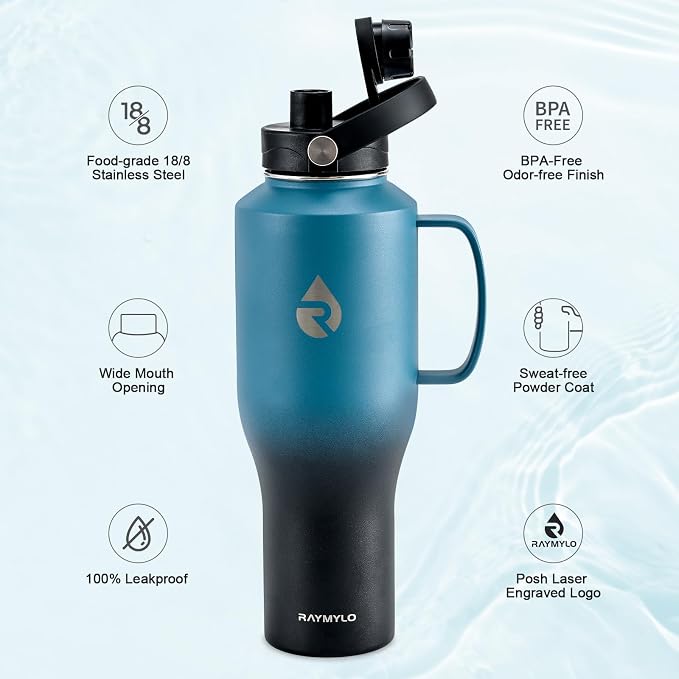 RAYMYLO Insulated Water Bottle 40oz, Stainless Steel Water Bottle - Image 4