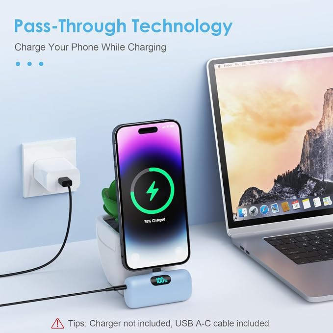 Mini Portable Charger for iPhone, Upgraded 5000mAh PD Fast Charging Battery Pack - Image 3