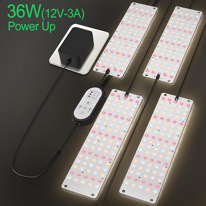 TONYFUL LED Grow Lights, 360 LEDs Plant Lights for Indoor Growing, 36W Premium Full Spectrum Grow Light with 4/8/12H Timer, 10 Dimmable Levels - Ideal for Indoor Growing (4Pcs)