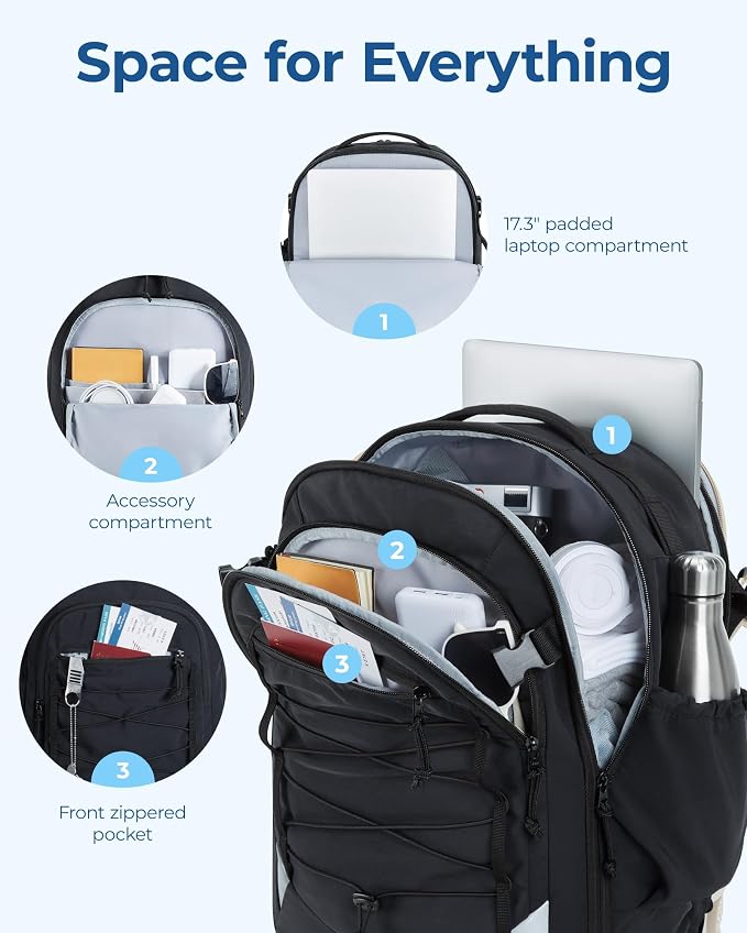 BAGSMART Carry On Travel Backpack, 17.3 Inch Large Travel backpack Carry On - Image 2