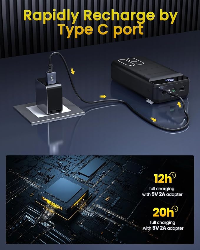 Portable Charger Power Bank 60000mAh 22.5W USB C Fast Charging Battery Bank - Image 6