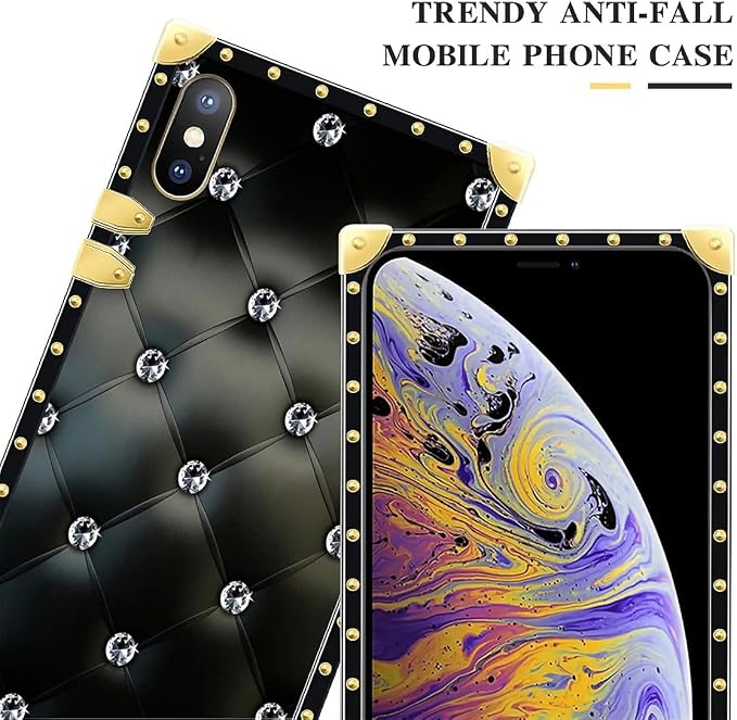 Compatible with iPhone Xs Max Case, Shiny Black Sofa Crystal Luxury Golden - Image 4