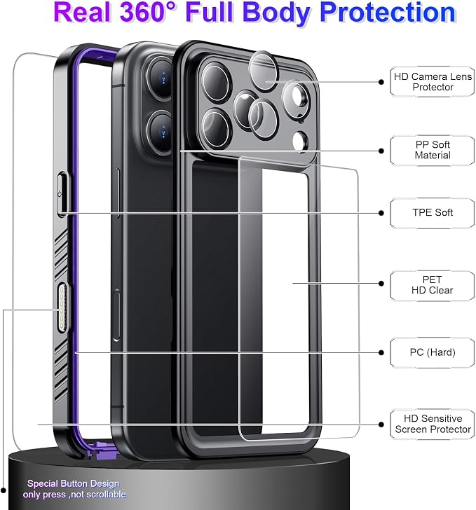 Temdan Compatible with iPhone 17 Pro Case, Waterproof Built-in Screen & Camera - Image 4