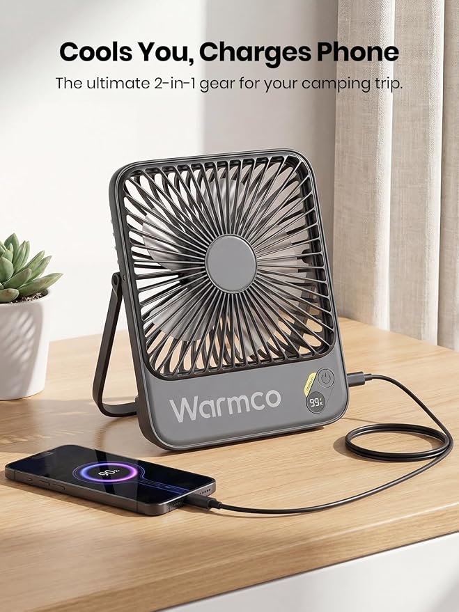 Warmco 10000mAh Portable Travel Fan 7-inch, Max 24H Runtime, Ultra-thin Quiet - Image 6