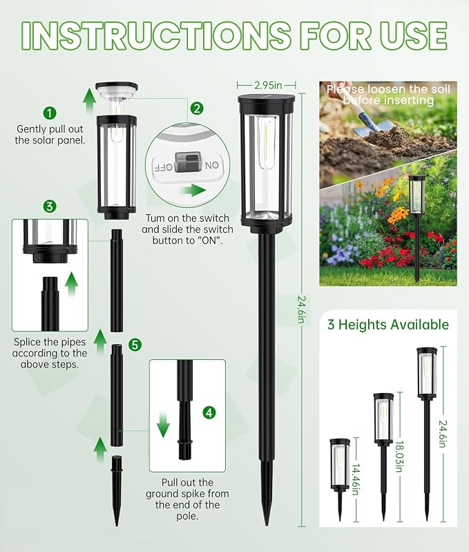 BITPOTT Solar Pathway Lights Outdoor, 4 Pack Bright Solar Powered Garden Lights - Image 7