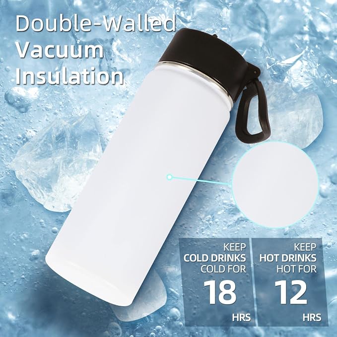Volhoply 18oz Insulated Water Bottle Bulk 4 Pack, Kids Stainless Steel Water - Image 3